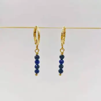 Danity Gladko, Lapis Lazuli Bar Uhani Edinstveno Preprosto Visijo Naravni Kamni 14K Zlato, ki je Napolnjena Elegantno Gemstone Nakit Za Ženske