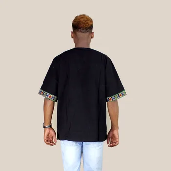 Dashikiage Unisex Novo Modno Hipster Hip Hop Črne Vezenine Afriške Dashiki T-shirt