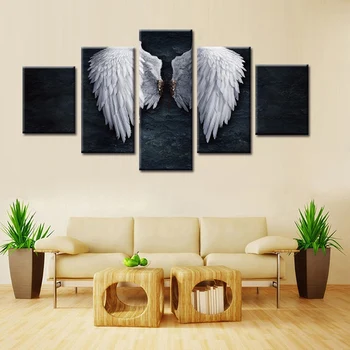 Debelo Uokvirjena 5 Kos Sliko Angel krila Platno Umetnosti Tiskanja Oljna slika, Stenske Slike za dnevno Sobo Slike Dekor
