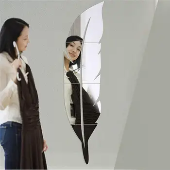 DIY 3D Akril Ogledala Stenske Dekorativne Nalepke Pero Vzorec za Celotno Telo, Spalnica Ogledalo Nalepke Odstranljive Nalepke Doma Dekoracijo