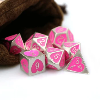 Dnd kocke set d&d kocke polyhedral kovinski roza srebro srce Ljubezni, kocke, namizni rpg kocke, šest stranicami kocke 7 kos D4 D6 D8 D10 D12 D20