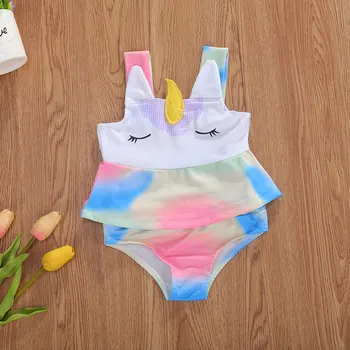 Dojenčka, Malčka Otrok Baby Dekle Risanka Bikini Komplet Kopalke Samorog Poletje Srčkan Plažo