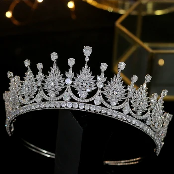 Elegantna ženska headdress in krono za parado stranka luksuzni novo poroko krono tiara glavo kristali cirkonija
