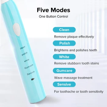Električna zobna ščetka Visoke Frekvence Ultrazvočno USB Polnilne Zobne Ščetke Nepremočljiva 5 Načinu za Beljenje Poliranje Zob Krtačo