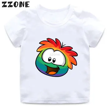 Fantje/Dekleta KC22 Club Penguin Mavrica Puffle Risanka Print majica s kratkimi rokavi Otroci Smešno Oblačila Baby Poletje Kratek Rokav T-shirt