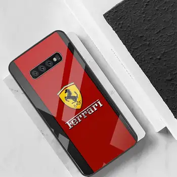 Ferrari logo Luksuzni Edinstveno Zadnji Pokrovček Za Samsung Primerih S20 Plus S10 OPOMBA 8 9 10 10PRO Kaljeno Steklo Mehki Silikonski Rob