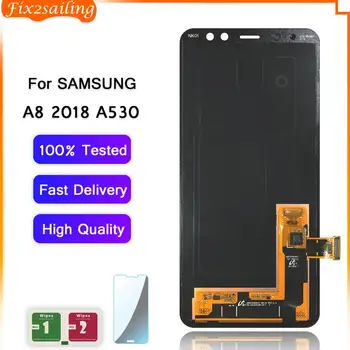 FIX2SAILING Super AMOLED LCD zaslon Za Samsung Galaxy A8 2018 LCD-Zaslon, Zaslon na Dotik, Računalnike Assdmbly za A530 A530F A530DS A530N