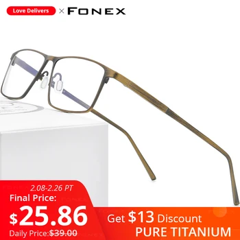 FONEX Čistega Titana Očal Okvir Moških Retro Vintage Kvadratnih Očala 2020 Nov Recept Optični Kratkovidnost Očala Okvirji 8552