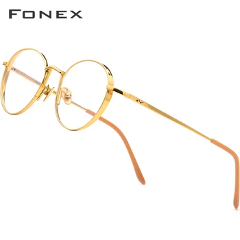 FONEX Čistega Titana Očal Okvir Moških Ultralahkih Retro Krog Kratkovidnost Optični Recept Očala Okvirji Ženske Očala 879
