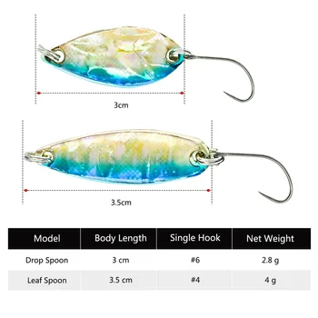 Goture 2pcs/paket Kovinsko Žlico Fishing Lure Mikro Litje Žlice Mini Trde Umetne Vabe Za Sladkovodni Ribolov 2.8 g ali 4g