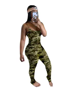 Gradient Zložene Dokolenke Jumpsuit Ženske Poletje 2020 Seksi Fitnes Špageti Trak Backless Prikrivanje Ruched Sweatpants Igralne Obleke