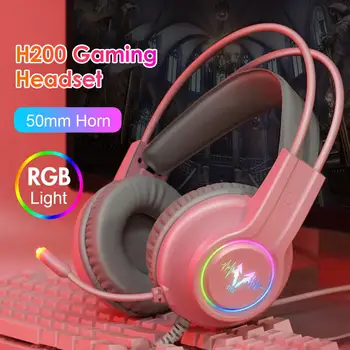 H200 RGB Gaming Slušalke Namizni Računalnik Slušalke Žične Gaming Slušalke 3.5 mm, USB, 7.1 RGB Žične Slušalke, Mikrofon