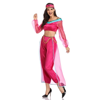 Halloween Carnival Aladdin Princesa Jasmina Oblačila Cosplay Odrasle Ženske Dekle Fancy Stranka Obleko Gor Kostum Določa 2019 Nov Slog