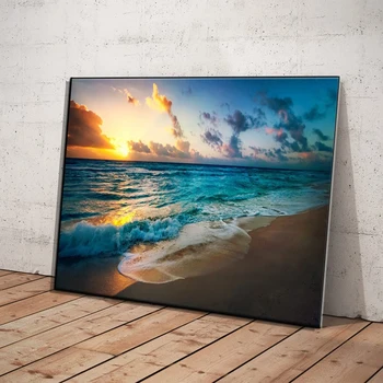 HD plaži sončnem zahodu pokrajina lahko natisnjena na platno, slike, moderne stenske fotografij in plakatov Doma dnevna soba dekoracijo