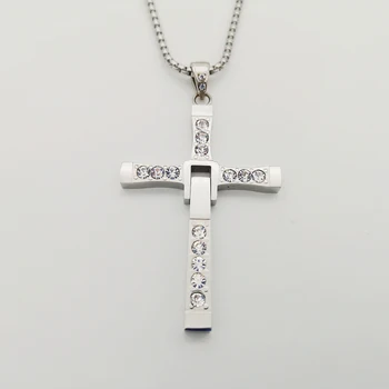 Hitro in Besno 8 Hip hop CZ kamni Križ, ogrlico, obesek, 316 nerjavnega jekla Dominic Toretto ogrlica moški ženske nakit