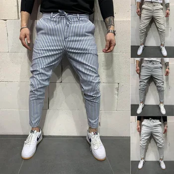 Hlače za moške, Črtaste Hlače Moški Socialne Slim Fit Ulične Oblačila Sweatpants Joggers Priložnostne Hip Hop Mehko Poletje Moda 2020