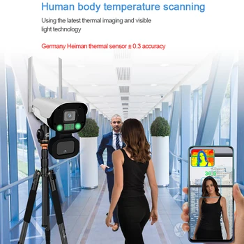 HQCAM Komercialne sprehod skozi telesna temperatura detektorja fotoaparat vročina odkrivanje alarm WIFI P2P telesne temperature, ip kamere v380