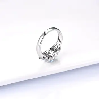 Hutang 1.35 ct Naravnih Akvamarin Poročni Prstan 925 Sterling Silver Blue Gemstone Obroči Fine Kubičnih Cirkonij Nakit za Ženske Nova