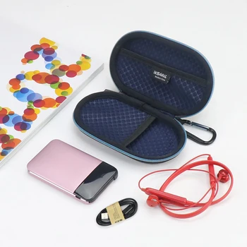 IKSNAIL Trdi EVA Zaščitna Vreča Primeru Torbica Kritje Za Brezžično Bluetooth Šport Slušalke Z Žep Za Baterije & Kabli Črna