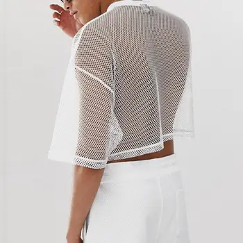 INCERUN Moških Očesa T Shirt Pregleden Ulične O Vratu Kratek Rokav Crop Tops Trdna Priložnostne 2021 Moda Dihanje Mens T-majice