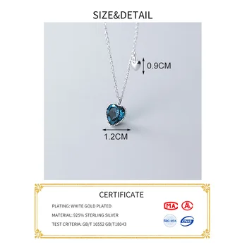 INZATT Pravi 925 Sterling Silver Blue Cirkon Srce Obesek Za Ogrlico Moda za Ženske Lepe Fine Nakit Minimalističen Dodatki