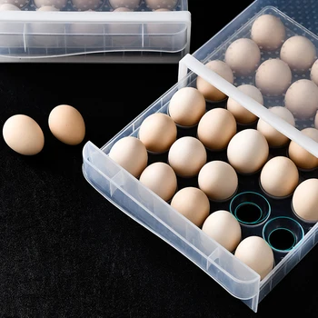 Jajce Shranjevanje Rack 30 Mrežo Visoko Kakovostni Proti trčenju Z Pokrov Predala Stackable Kuhinjskega Predala Organizator Hladilnik Škatla za Shranjevanje