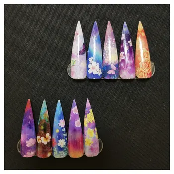 Japonski nail art nočno nebo papir za prenos neto rdeče nohte, nalepke cvet zvezdnato nebo papir metulj nail art zvezdnato nebo nalepka