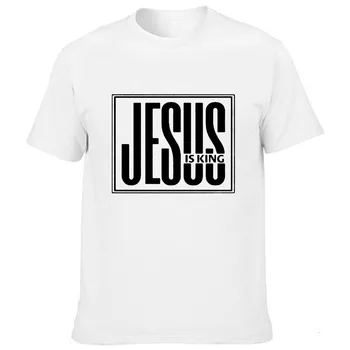 Jezus Je Kralj Tiskanja Moške Poletne T-shirt Krščansko Vero Boga, Vero Majica s kratkimi rokavi Moški Kratek Rokav Obleka Tees Moda Camisetas