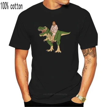 Jezus O Dinozaver T-Shirt Z Jezusom Jahanje Dinozaver Rokavi Moški Ženska Unisex Majica Mehko Top