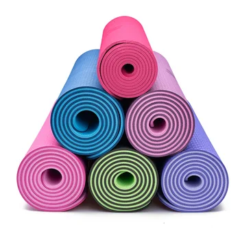 Joga Mat Eno dvojno barvo Non-slip TPE Uresničevanje Šport Pilates Mat za Fitnes Gym Doma Okusa Pad 6 mm/8 mm