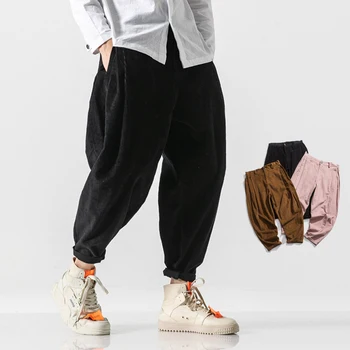 Kitajski stil moškega velik obseg maščobe svoboden velvet harem hlače luč širok noge hlače priložnostne jeseni, pozimi moda