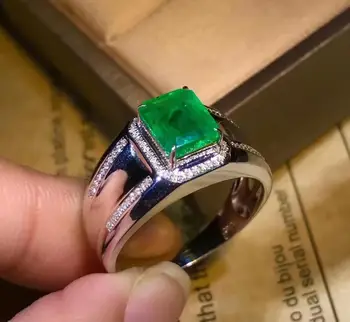 KJJEAXCMY fine nakit naravnih Smaragdno 925 sterling silver novo nastavljiv gemstone moški prstan podporo test plemenito priljubljen