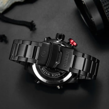 Klasična OHSEN Watch Moških iz Nerjavečega Jekla Digitalni Watch Športno ročno uro LED Quartz Vojaške Zapestne Ure Relogio Masculino