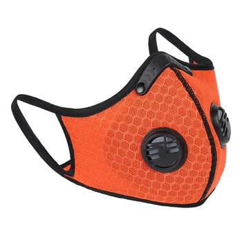 Kolesarjenje Masko Športih Na Prostem Proti Prahu, Plinov, Aktivno Oglje Filter Pol Masko Breatheable Trajne Black Orange