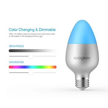 Koogeek 8W Barva Spreminja, Zatemniti Wifi Smart Home LED Žarnica E26/E27 Združljiv z Alexa Apple HomeKit Daljinski upravljalnik