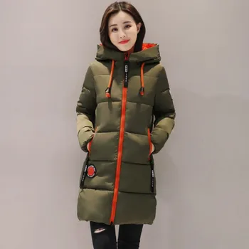 Koreja Ženska Zimska Jakna Debel Toplo Dolgo Slim Hooded Zimski Plašč Ženski Barva Zadrgo Bombaž Parka Plus Velikost Ženske Outwear