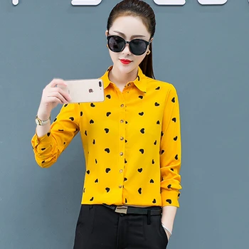 Korejski Moda Šifon Ženske Bluze Urad Dama Majico in Bluzo z Dolgimi Rokavi Blusas Largas Plus Velikost XXXL/5XL Womens Vrhovi