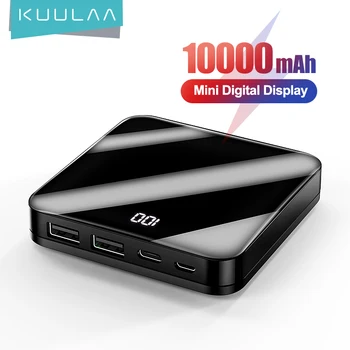 KUULAA Mini Power Bank 10000mAh Tip C Ogledalo Prenosni Polnilec Mini Powerbank LED Zunanja Baterija Za Xiaomi Iphone 11 Andiror