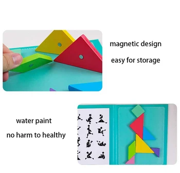 Kyara 3D Sestavljanke, Lesene Sestavljanke, Tangram Učenje Igrače Magnetne Puzzle Igrače za Otroke, Izobraževalne Dropshipping