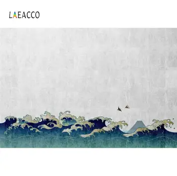 Laeacco Japonski Valovi pogoltne Sivo Classic Doma Dekor Scensko Ozadje Fotografijo Prilagodite Kulise Porps Za Foto Studio