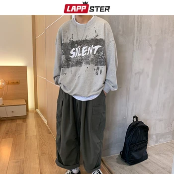 LAPPSTER Moških Hip Hop Harajuku Sweatshirts O-Vratu 2020 Puloverju Mens korejski Modnih Priložnostne Hoodies Moški Prevelik Hoodies 5XL
