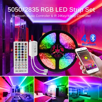LED Trak RGB Svetlobe 5050 2835 Prilagodljivo Luči LED Trak 10M 15M 20M 12V LED Trak + Napajalnik + Bluetooth Glasbe Krmilnik