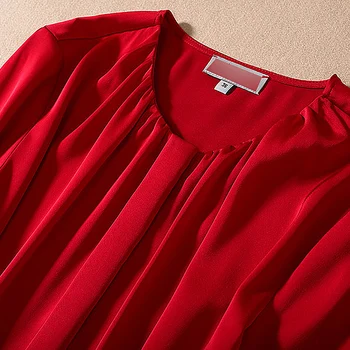 Letizia Modni Visoke Kakovosti Stranka Delovnem mestu Priložnostne Rdeče Svile z Dolgimi Rokavi Top Tiskanja Pol Krilo Elegantno Elegantno 2020 Nove Ženske Določa