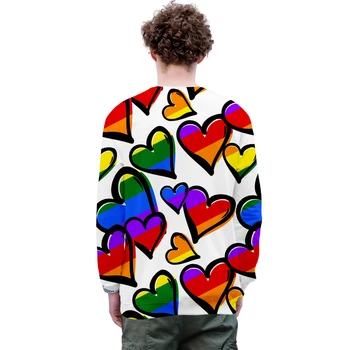 LGBT Ljubezen Hoodie Majica Krog Vratu Majica LGBT 3D Full Rokav Pop Slog Priložnostne Puloverju Unisex Majica