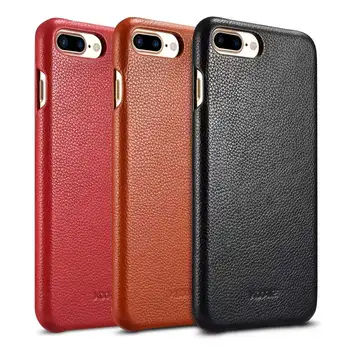 Litchi Kravjo Kožo Pravega Usnja Flip Case za iPhone7 8 Poslovno pravo Usnje Pametni Telefon Cover za Apple iPhone 7Plus 8Plus
