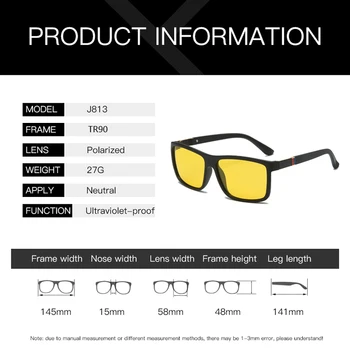 LongKeeper Prilagodljiv TR90 Nočno Vizijo Očala Moški Ženske Kvadratnih Vožnjo sončna Očala Rumene Leče, Anti-Glare Oculos Masculino