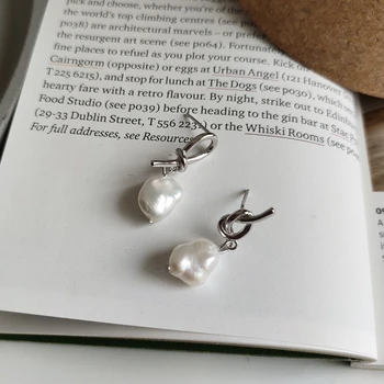 LouLeur 925 sterling srebro kravato biser uhani srebrno nezakonitih pearl modi stud uhani za ženske eleganten nakit čar