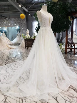 LSS508 Bohemian poročno obleko proti-vrat brez rokavov a-line poceni poroka oblek preprost plaži poročne obleke vestidos de noiva 2020
