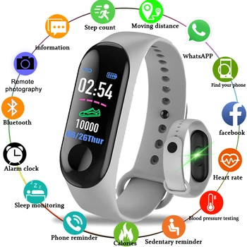 M3 Plus Bluetooth Smart Gledam Šport Gledam Naloga Fit Pametno Gledati Elektronski Smart Manšeta Nepremočljiva Fitnes Tracker Watch M3
