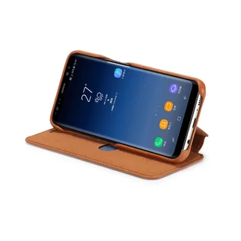 Magnetna privlačnost pokrovček, Ultra-tanek ohišje za Samsung Galaxy S8+ S8Plus poslovnih retro Usnjena torbica, ki je preprosta